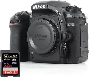Nikon D7500 4K Camera (Body Only) 1581 + Sandisk Extreme Pro 32GB SD