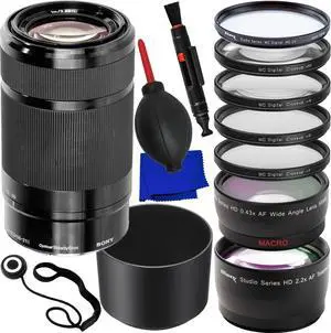 Sony E 55-210mm f/4.5-6.3 OSS E-Mount Lens (Black) - 10PC Accessory Bundle