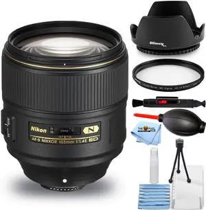 Nikon AF-S NIKKOR 105mm f/1.4E ED Lens For Nikon F - Essential UV Filter Bundle