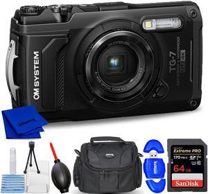 OM SYSTEM Tough TG-7 Digital Camera (Black) V110030BU000 - 7PC Accessory Bundle