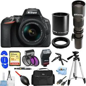 Nikon D5600 Camera 18-55mm + 500mm/1000mm Lens - 32GB Outdoor Photography Bundle