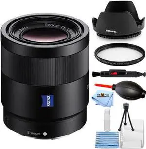 Sony Sonnar T* FE 55mm f/1.8 ZA Lens SEL55F18Z + UV Filter + Hood Lens Bundle