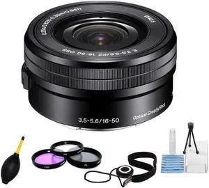 Sony E PZ 16-50mm f/3.5-5.6 OSS Lens SELP1650 + Filter Kit + Cap Keeper Bundle Sony E PZ 16-50mm f/3.5-5.6 OSS Lens SELP1650 + Filter Kit + Cap Keeper Bundle