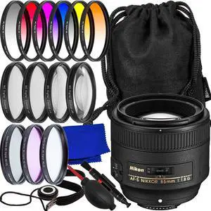 Nikon AF-S NIKKOR 85mm f/1.8G Lens 2201 - 19PC Accessory Bundle