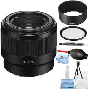 Sony FE Autofocus Motor 50mm f/1.8 Lens (Black) - Essential UV Filter Bundle