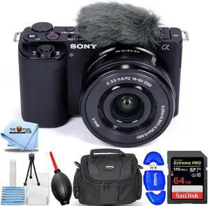 Sony ZV-E10 Mirrorless Camera with 16-50mm Lens (Black) - Accessory Bundle Sony ZV-E10 Mirrorless Camera with 16-50mm Lens (Black) - Accessory Bundle
