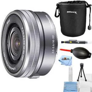 Sony E PZ 16-50mm f/3.5-5.6 OSS Lens (Silver) Pouch Bundle - New in White Box