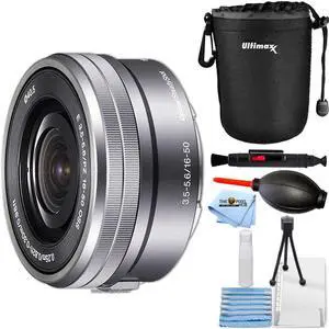 Sony E PZ 16-50mm f/3.5-5.6 OSS Lens (Silver) - White Box 6PC Accessory Bundle