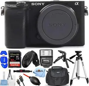 Sony Alpha a6400 Mirrorless Digital Camera (Body Only) + Flash + Tripod Bundle