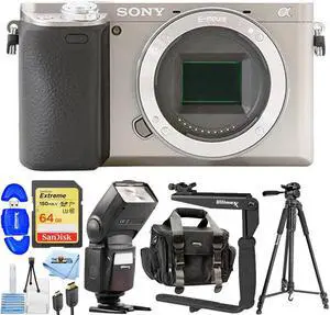Sony Alpha a6400 Mirrorless Digital Camera (Body Only Silver) 10PC Accessory Kit