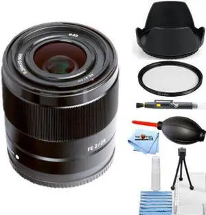 Sony FE 28mm f/2 Full Frame Prime Lens SEL28F20 - Lens Hood UV Filter Bundle