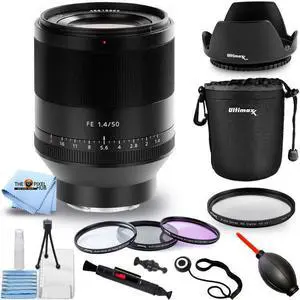 Sony Planar T* FE 50mm f/1.4 ZA Lens SEL50F14Z - Filter Kit + Lens Pouch Bundle