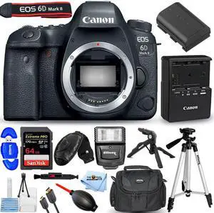 Canon EOS 6D Mark II DSLR Camera (Body Only) + 64GB + Flash + Tripod Bundle Canon EOS 6D Mark II DSLR Camera (Body Only) + 64GB + Flash + Tripod Bundle
