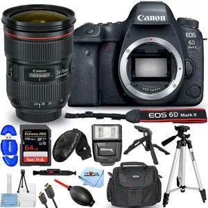 Canon EOS 6D Mark II DSLR with 24-70mm II USM Lens - 64GB Flash Top Value Bundle Canon EOS 6D Mark II DSLR with 24-70mm II USM Lens - 64GB Flash Top Value Bundle