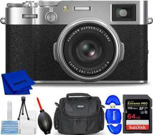 FUJIFILM X100VI Digital Camera (Silver) 16821822 - 7PC Accessory Bundle