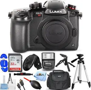 Panasonic Lumix DC-GH5S Mirrorless Digital Camera + 32GB + Flash + Tripod Bundle