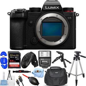 Panasonic Lumix DCS5 Mirrorless Digital Camera Body  64GB  Flash Bundle