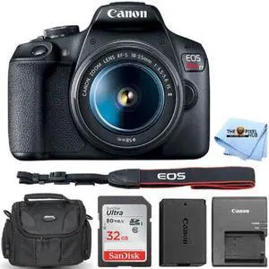 Canon EOS Rebel T7 DSLR with 18-55mm IS II 2727C002 + 32GB + Gadget Bag Bundle