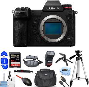 Panasonic Lumix DC-S1 Mirrorless Camera (Body Only) 64GB Flash Tripod Bundle