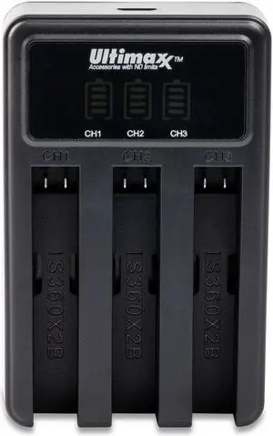 Ultimaxx Triple 3-Channel Charger Station for Insta360 One X2 with LED Display