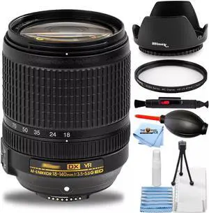 Nikon AF-S DX NIKKOR 18-140mm f/3.5-5.6G ED VR Lens 2213 - 7PC Accessory Bundle