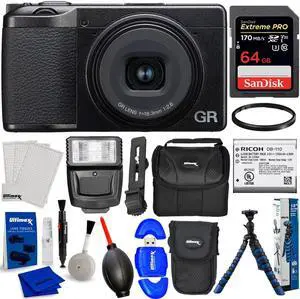 Ricoh GR III HDF Digital Camera 01272 - 10PC Accessory Bundle