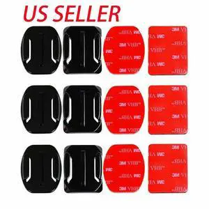 6 Piece Flat Curved Adhesive Helmet Mounts Accessories for GoPro HERO9 8 7 6 5 4