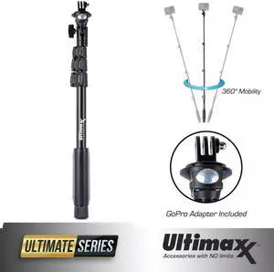 48" Inch 360 Mobility Monopod with GoPro Adapter Head and Smartphone Holder