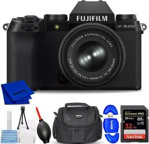 FUJIFILM X-S20 Mirrorless Camera with 15-45mm Lens (Black) 16781943 - 7PC Kit
