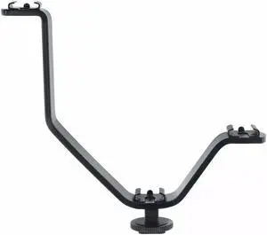 ULTIMAXX V Shaped Flash Bracket with 3 Universal Hot/Cold Shoes Flash Mounts