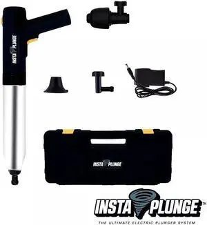 InstaPlunge Pro Electric Plunger (Black) with Multiple Attachable Heads