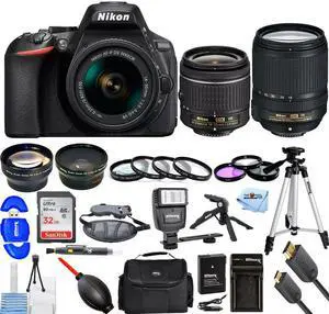 Nikon D5600 DSLR with AF-P 18-55mm + 18-140mm VR - Top Value 4 Lenses Bundle