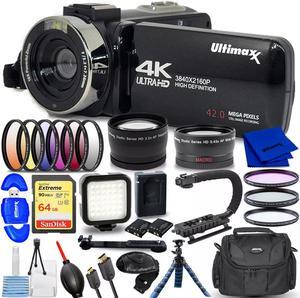 Ultimaxx 4K Ultra HD 42MP Camcorder Video Vlog Camera with LED Light 15PC Bundle