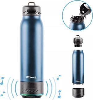 Vacuum Insulated Water Flask Bottle w/ Rechargeable Bluetooth Speaker Navy Blue