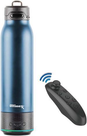 Vacuum Insulated Premium Water Bottle (Navy) with Rechargeable Bluetooth Speaker and Xtreme Mini Bluetooth Remote. Remote Doubles as Gaming Joystick/Mouse for Smartphone Apps.