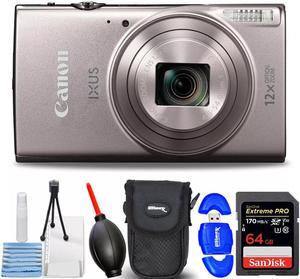 Canon PowerShot IXUS 285 HS / ELF 360 Digital Camera (Silver) 1079C001 - Kit