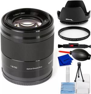 Sony E 50mm f/1.8 OSS Lens (Black) SEL50F18/B - 7PC Accessory Bundle