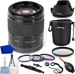 Sony E 50mm f/1.8 Lens for Sony E Mount Nex (Black) - 10PC Accessory Bundle