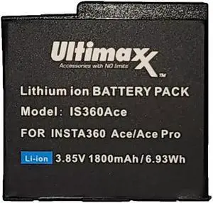 Ultimaxx Replacement Battery for Insta360 ACE/ACE PRO - 1800 mAh