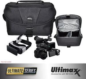 Deluxe Padded Gadget Bag Case for Cameras Camcorders VR Goggles (Large, Black)