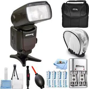 Universal Auto Flash w/ LCD Display by Ultimaxx - 8PC Accessory Bundle