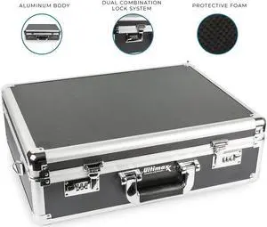 Medium Aluminum Camera Drone Case DIY Customizable Foam with Dual Combo Locks