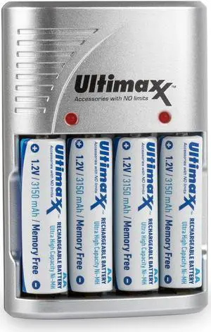 4X Rechargeable 3150mAh Ultra High Capacity AA NiMH Batteries with Charger