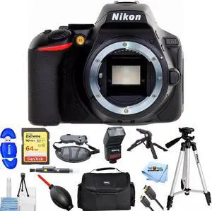 Nikon D5600 24.2MP DSLR Camera (Body Only) 1575 + 64GB + Flash Bundle