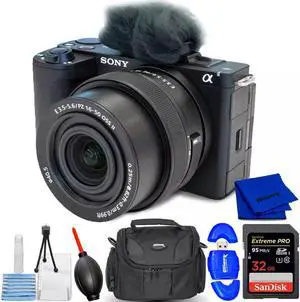 Sony ZV-E10 II Mirrorless Camera with 16-50mm Lens (Black) - 7PC Accessory Kit