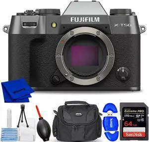 FUJIFILM X-T50 Mirrorless Camera (Charcoal Silver) 16828416 - 7PC Accessory Kit
