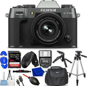 FUJIFILM X-T50 Mirrorless Camera with 15-45mm Lens (Charcoal Silver) Kit
