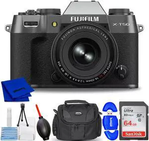 FUJIFILM X-T50 Mirrorless Camera with XF 16-50mm Lens Charcoal Silver - Bundle