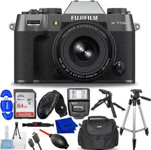 FUJIFILM X-T50 Mirrorless Camera with XF 16-50mm Lens Charcoal Silver - Kit