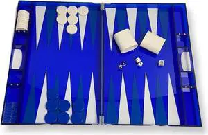 Lucite Acrylic Backgammon Set 18" Large Premium Board and Pieces (Clear Blue)